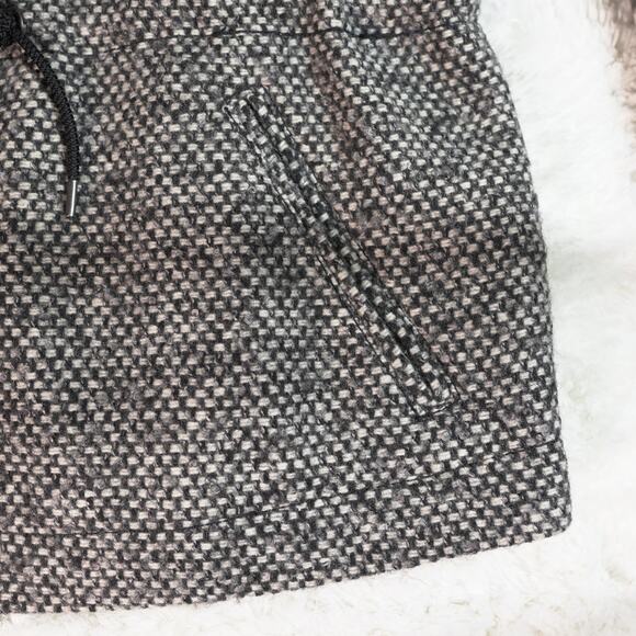 Ann Taylor Loft Tweed Coat Double-Breasted Drawstring Waist Collared Grey Sz XL - Picture 12 of 15